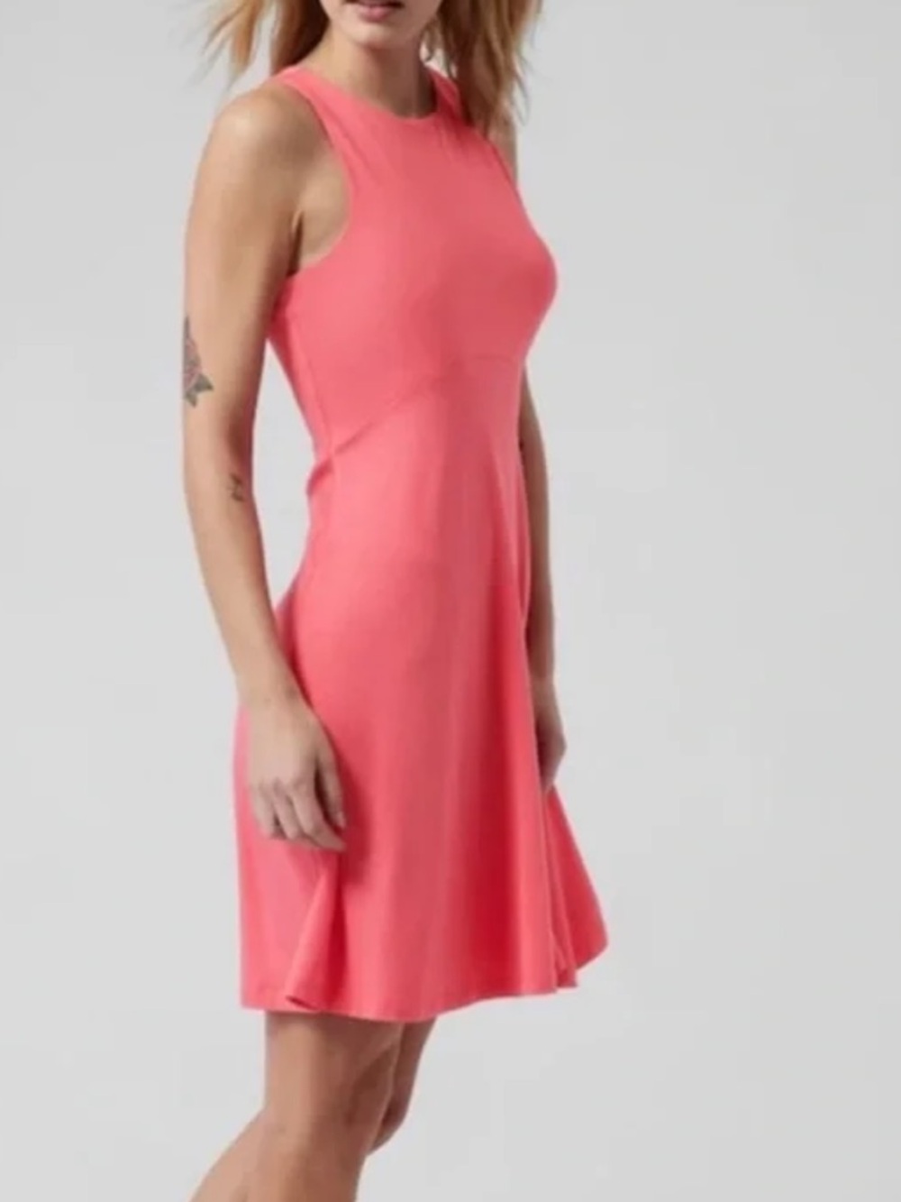 Athleta Santorini Thera Dress Large Tall Lightweight Sleeveless Travel Coral